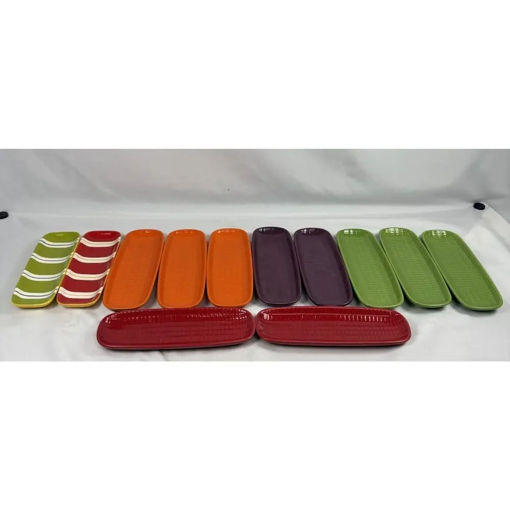 Tag ceramic corn-on-the-cob serving dishes trays